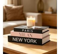 Realjoy Juego de 3 Libros Decorativos,Caja de Almacenamiento con Forma de Libro Creativa,Caja Libro Decorativa con Compartimento, Libros Falsos Elegantes Apilables para Mesa de Centro,Estantería,Salón