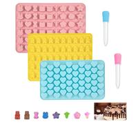 Realjoy Juego de 3 moldes de ositos de goma, de silicona con 2 pipetas, para chocolate, cubitos de hielo, galletas, gelatinas
