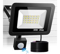 Realky Focos LED Exterior con Sensor de Movimiento, 20W 2000LM 24 LED Luz Foco Reflector Superbrillante Blanco Frío de 6500K, IP65 Apliques Pared Exterior Impermeable para Jardín, Garaje, Casa, Patio