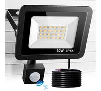 Realky Focos LED Exterior con Sensor de Movimiento, 20W 2000LM 24 LED Luz Foco Reflector Superbrillante Blanco Frío de 3000K, IP65 Apliques Pared Exterior Impermeable para Jardín, Garaje, Casa, Patio