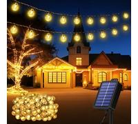 Realky Guirnaldas Luces Exterior Solar, 100 LED 18M Guirnalda Luces Solares con Función de Memoria, 8 Modos IP65 Impermeable Cadena de Luz Solar para Jardín, Patio, Navidad, Fiesta - Blanco Cálido