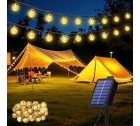 Realky Guirnaldas Luces Exterior Solar, 30 LED 8.1M Guirnalda Luces Solares con Función de Memoria, 8 Modos IP65 Impermeable Cadena de Luz Solar para Jardín, Patio, Navidad, Fiesta - Blanco Cálido
