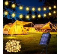 Realky Guirnaldas Luces Exterior Solar, 60 LED 13.2M Guirnalda Luces Solares con Función de Memoria, 8 Modos IP65 Impermeable Cadena de Luz Solar para Jardín, Patio, Navidad, Fiesta - Blanco Cálido
