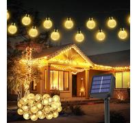 Realky Guirnaldas Luces Exterior Solar, 8.1M 30 LED Guirnalda Luces Solares con Función de Memoria, 8 Modos IP65 Impermeable Cadena de Luces Solar para Jardín, Patio, Navidad, Fiesta (Blanco Cálido)