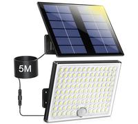Realky Lampara Solar Exterior con Sensor de Movimiento, Foco Solar Exterior 113 LEDs 2000mAh 4 Modes, Luz Solar Exterior Potente Foco LED Exterior Solar Jardin con Cable de 5 m, 1 Pieza