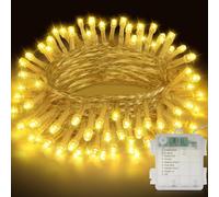 Realky Luces de Navidad con Pilas, 11M 110LED Luces de Arbol de Navidad, 8 Modos con Función de Memoria Impermeable Luz Cadena Ligera Navidad para Jardín, Balcón, Fiesta, Interior - Blanco Cálido