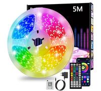 Realky Tira LED 5 Metros, Luces Led Habitacion RGB Bluetooth Adhesivas con Control Remoto y Inteligente Control de APP, Cambia el Color con la Musica para Decoración de Cocina, Gaming, TV