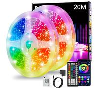 Realky Tira LED, luces LED 20 metros, Luces Led Habitacion, RGB Bluetooth Tiras LED Luz Led Adhesiva con Control Remoto y Inteligente Control de APP, Cambia el Color con la Musica (2x10m)