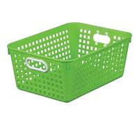 Really Good Stuff Large Plastic Book Baskets, 13.25" by 10" by 5.5" - Single, Neon Green, Classroom Library Organizer, Toy Storage, Multi-Purpose Organizer Basket