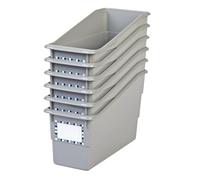 Really Good Stuff Soporte duradero para libros y carpetas, paquete de 6 unidades, color guijarro, 5 ½ x 12 ½ x 7 ½ pulgadas, organización de aula, solución de almacenamiento, resistente y versátil