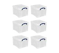 Really Useful 35 Litre Plastic Storage Box, Clear, Pack of 6 boxes, MEGA-DEAL