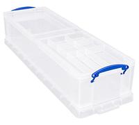 Really Useful - Caja de almacenamiento de plástico (22 L, 2 bandejas, 1 bandeja lisa y 1 bandeja de oficina), transparente