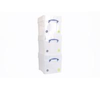 Really Useful - Caja de almacenamiento de plástico de 35 litros con tapa XXL transparente (paquete de 3)