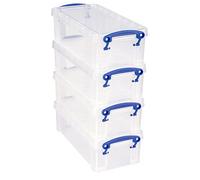 Really Useful - Caja de almacenamiento de plástico transparente (0,9 L, 4 unidades)