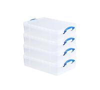 Really Useful - Caja de almacenamiento de plástico transparente (24,5 L, 4 unidades)