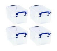 Really Useful - Caja de almacenamiento de plástico transparente de 1,6 litros (paquete de 4)