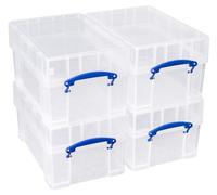 Really Useful - Caja de almacenamiento de plástico transparente de 9 litros (paquete de 4)