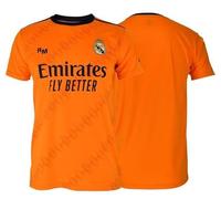 Realmadrid Camiseta Replica Oficial con Licencia -Segunda equipacion - Temporada 2024/2025 - NIÑO - Personalizable (FR/ES, Edad, 10 años, Regular, Naranja)
