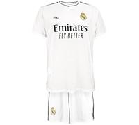 Realmadrid - Replica Oficial con Licencia - Camiseta y pantalón de la Primera Equipacion - Temporada 24/25 - NIÑO - PERSONALIZABLE (FR/ES, Edad, 6 años, Regular, Blanco)