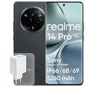 realme 14 Pro 5G, 12+512 GB Teléfono Móvil, Chip Dimension sity 7300, Cámara Sony IMX882 OIS 50 MP, Pantalla Curvada de 6,77" 120Hz, Batería 5260 mAh, Impermeable IP69, Gris (con Adaptador)