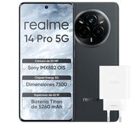 realme 14 Pro 5G Smartphone, 8GB de RAM y 256GB de Memoria, MediaTek Dimensity 7300, Cámara OIS de 50MP, Pantalla Curva 3D de 6,77" a 120Hz, Batería de 5260mAh, IP69, NFC, Gris (con Adaptador)