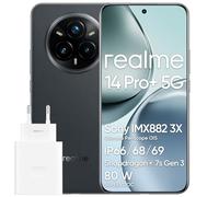 realme 14 Pro+ 5G Smartphone, Teléfono Móvil Android, 8+ 256 GB, 6.83", 50 MP Sony Cámara OIS, Qualcomm Snapdragon 7s Gen 3 5G, IP69, Pantalla de 120 Hz, 5260 mAh, Gris (con Adaptador)