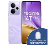 Realme 14T 5G Smartphone 6.67" AMOLED 8GB/256GB 6000mAh Dimensity 6300 Púrpura + Cargador 45W
