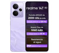 realme 14T 5G Smartphone de 8GB+256GB, procesador Dimensity 6300, pantalla AMOLED para eSports de 6,67" y 120Hz, batería de 5260mAh, resistencia al agua IP69, NEXT Ai, Violeta Fulmineo (sin adaptador)