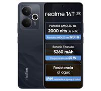 realme 14T 5G Smartphone de 8GB+256GB, procesador Dimensity 6300, Pantalla AMOLED para Esports de 6,67" y 120Hz, batería de 5260mAh, Resistencia al Agua IP69, Next Ai, Obsidiana Negra (sin Adaptador)