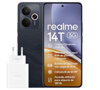 realme 14T 5G, Teléfono Móvil 8+256GB, Dual SIM, MediaTek Dimensity 6300, Batería 5260mAh, Pantalla AMOLED 6,67" 120Hz para Esports, IP69, NFC, Negro Obsidiana (Cargador 45W Incluido)