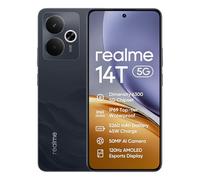 realme 14T Smartphone 5g, 8+256GB,Batería 5260 mAh,Procesador Dimensity 6300,IP69, Cámara de 50MP,Pantalla AMOLED para Esports de 120 Hz,Negro obsidiana,Exclusivo de Amazon (Sin Adaptador)