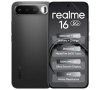 realme 16 5G Smartphone, 8+256GB, Black | Batería 6550mAh, Carga Rápida 45 W, Pantalla AMOLED 6,57" 4200 nits, Doble Cámara Retrato AI 50 MP, IP69