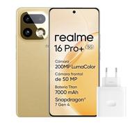realme 16 Pro+ 5G Smartphone, 12+512GB, Cámara 200MP OIS, Lente Retrato 50MP, Batería 7000mAh, Pantalla Curva 6,8" 144Hz, Carga 80W, Funciones IA, Dual SIM, Oro(con Adaptador)