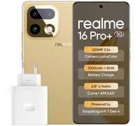realme 16 Pro+ 5G Smartphone, 12GB+512GB, Gold | Cámara LumaColor 200 MP, Teleobjetivo 50 MP, Pantalla AMOLED 6,8" 144 Hz, Batería 7000mAh, Carga rápida 80W, IP69