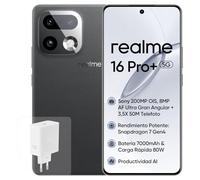 realme 16 Pro+ 5G Smartphone, 8+256GB, Cámara 200MP OIS, Lente Retrato 50MP, Batería 7000mAh, Pantalla Curva 6,8" 144Hz, Carga 80W, Funciones IA, Dual SIM, Gris(con Adaptador)