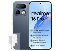 realme 16 Pro 5G Smartphone, 8+512GB, Cámara 200MP OIS, Batería 6500mAh, Pantalla Plana 6,78" 144Hz, Carga Rápida 45W, Funciones IA, IP69, Dual SIM, Gris (con Adaptador)