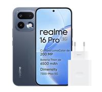 realme 16 Pro 5G Smartphone, 8GB+256GB, Pantalla AMOLED 144Hz 6,78", Batería 6500mAh, Cámara 200MP OIS, IP69K, Carga Rápida 45W, Dual SIM, Next AI, Gris (con Adaptador)