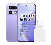 realme 16 Pro 5G Smartphone, 8GB+256GB, Pantalla AMOLED 144Hz 6,78", Batería 6500mAh, Cámara 200MP OIS, IP69K, Carga Rápida 45W, Dual SIM, Next AI, Violeta (con Adaptador) Garanzia Standard di 3 Anni