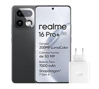 realme 16 Pro+ 5G Smartphone, 8GB+256GB, Pantalla Curva AMOLED 144Hz 6,8", Batería 7000mAh, Cámara 200MP OIS, IP69K, Carga Rápida 80W, Dual SIM, Next AI, Gris (con Adaptador)