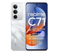 realme C71 4G Smartphone,6+128GB,Batería 6000 mAh,Carga 45W,Cámara AI de 50MP,RAM dinámica de 24 GB,120 Hz,Resistencia a Impactos de Nivel Militar,Resistencia al Agua a Diario,Blanco(Sin Adaptador)