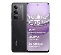 realme C75 5G Smartphone, 8+256GB, Gran batería de 5828 mAh, Procesador 5G Dimensity 6300, Cámara con IA de 50 MP, Resistencia al Agua de Primer Nivel IP69, Negro