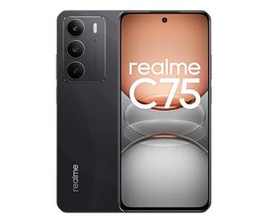 realme C75 Teléfono Móvil 8+128 GB, Resistencia IP69 al Polvo y al Agua, Batería Enorme de 5828 mAh, Experiencia de IA Inteligente, Pantalla FHD de 6,72" a 90 Hz, Negro, sin Adaptador