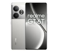 realme GT 6T 5G Smartphone 8+256 GB, Snapdragon 7+ de 3.ª, Pantalla de 6000 nits de 120Hz, Carga SUPERVOOC de 120 W, Gran batería de 5500 mAh, Cámara Sony de 50 MP con OIS, Fluid Silver(no Adapter)