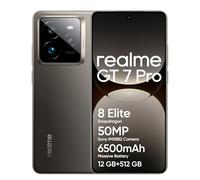 realme GT 7 Pro 5G Smartphone 12+512 GB, Procesador Snapdragon® 8 Elite,Carga SUPERVOOC de 120 WBatería Titan de 6500 mAh,IP69,Desbloqueo Submarino, Gris(no Adapter)