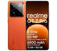 realme GT 7 Pro 5G Smartphone 12 + 512GB, Procesador Snapdragon 8 Elite, Cámara AI Ultra Clear Snap, Pantalla RealWorld Eco de 6,78", Batería de 6500 mAh, IP69, Android 15, Naranja, Sin Adaptador