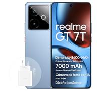realme GT 7T Smartphone 5G 12+512 GB, chipset Dimensity 8400-MAX, batteria Titan da 7000 mAh, Display da 6,78" 1.5K 120Hz, fotocamera AI Travel Snap, IP69, IceSense Azul