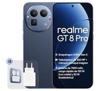 realme GT 8 Pro, 16+512 GB, Snapdragon 8850, Cámara Telefoto 200MP, 50MP IMX906 OIS, Pantalla 6,78" 2K 144Hz, Batería 7000mAh, Carga Inalámbrica 50W, IP69, Azul, Adaptador Incluido