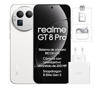 realme GT 8 Pro 5G Smartphone de 16+512 GB, Procesador Snapdragon® 8 Elite Gen 5, Pantalla de 6.79" QHD+ AMOLED 144Hz, Cámara de 200 MP, 7000 mAh, 50W Wireless Charge, con 120W Cargador, Blanco
