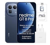 realme GT 8 Pro Smartphone de 16+512 GB, Snapdragon 8 Elite Gen 5, cámara de 200MP Ultra Clarity, Pantalla de 6.79" AMOLED QHD+ 144Hz, 7000mAh, 50W Wireless Charge, con 120W Cargador, Azul(Versión EU)