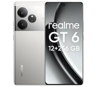 realme GT6 Smartphone, 5G móvil 12+256 GB, Snapdragon 8s Gen 3, Pantalla Ultra Brillante de 6000nit, 50MP+50MP+8MP Cámara, teléfono, 5500mAh Batería, sin Adaptador, Plata Fluido